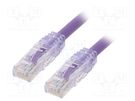 Patch cord; TX6A™ 10Gig,U/UTP; 6a; solid; Cu; PVC; violet; 0.5m PANDUIT