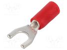 Tip: fork; M4; 0.5÷1mm2; crimped; for cable; insulated; tinned; red ERGOM