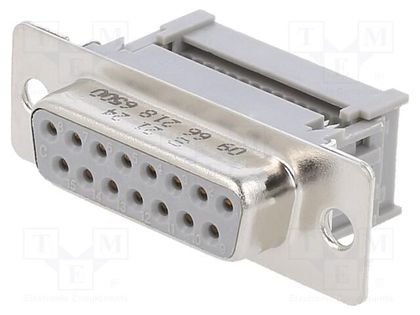 D-Sub; PIN: 15; plug; female; for ribbon cable; IDC; D-SUB 15F-IDC HARTING 09662186500