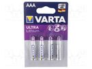 Battery: lithium; 1.5V; AAA,R3; non-rechargeable; Ø10.5x44.5mm VARTA