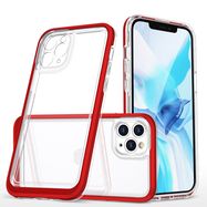 Clear 3in1 case for iPhone 11 Pro frame cover gel red, Hurtel