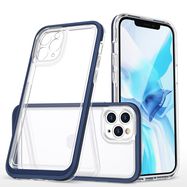 Clear 3in1 case for iPhone 11 Pro Max blue frame gel cover, Hurtel