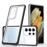 Clear 3in1 Case for Samsung Galaxy S22 Ultra Frame Gel Cover Black, Hurtel
