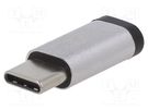 Adapter; OTG,USB 2.0; USB B micro socket,USB C plug; silver Goobay