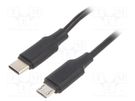 Cable; USB 2.0; USB B micro plug,USB C plug; 1.5m; black; 480Mbps GEMBIRD