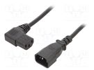 Cable; 3x1mm2; IEC C13 female 90°,IEC C14 male; PVC; 1.8m; black LIAN DUNG