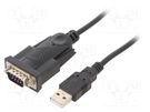 USB to RS232 converter; D-Sub 9pin plug,USB A plug; 1.5m; black GEMBIRD
