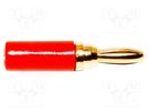 Connector: 3mm banana; plug; red; 1kVDC; 5A; soldered; -50÷105°C MUELLER ELECTRIC