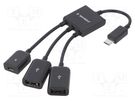Adapter; USB A socket x2,USB B micro socket,USB B micro plug GEMBIRD