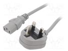 Cable; 3x0.75mm2; BS 1363 (G) plug,IEC C13 female; PVC; 1.8m LIAN DUNG