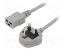 Cable; 3x1.5mm2; BS 1363 (G) plug,IEC C19 female; PVC; 1.8m; grey LIAN DUNG