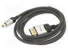 Cable; DisplayPort 1.4,HDCP 2.2; PVC; textile; 1.8m; black VCOM