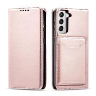 Magnet Card Case for Samsung Galaxy S22 + (S22 Plus) Pouch Wallet Card Holder Pink, Hurtel