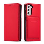 Magnet Card Case for Samsung Galaxy S22 + (S22 Plus) Pouch Wallet Card Holder Red, Hurtel