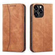 Magnet Fancy Case Case for iPhone 13 Pro Cover Card Wallet Card Stand Brown, Hurtel