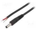 Cable; 1x1mm2; wires,DC 4,8/1,7 plug; straight; black; 0.5m WEST POL