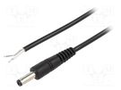 Cable; 1x0.5mm2; wires,DC 4,8/1,7 plug; straight; black; 0.5m WEST POL