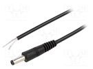 Cable; 1x0.5mm2; wires,DC 4,8/1,7 plug; straight; black; 1.5m WEST POL