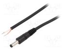 Cable; 1x0.75mm2; wires,DC 4,8/1,7 plug; straight; black; 0.5m WEST POL