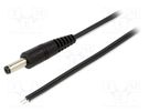 Cable; 2x0.5mm2; wires,DC 4,8/1,7 plug; straight; black; 1.5m WEST POL