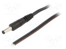Cable; 2x0.75mm2; wires,DC 4,8/1,7 plug; straight; black; 0.5m WEST POL