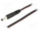 Cable; 2x0.75mm2; wires,DC 4,8/1,7 plug; straight; black; 1.5m WEST POL