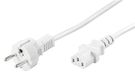 IEC Cord, 1.5 m, White, 1.5 m - safety plug (type F, CEE 7/7) > Device socket C13 (IEC connection)