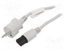 Cable; CEE 7/7 (E/F) plug,IEC C13 female; 2m; white; 10A; 250V SCHAFFNER