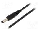Cable; 2x0.5mm2; wires,DC 4,8/1,7 plug; straight; black; 0.5m WEST POL