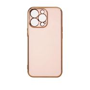 Lighting Color Case for iPhone 12 Pro pink gel cover with gold frame, Hurtel