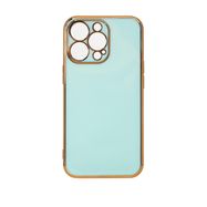 Lighting Color Case for iPhone 12 Pro Max, gel cover with a gold frame, mint, Hurtel