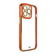 Fashion Case for iPhone 13 Pro Max Gold Frame Gel Cover Red, Hurtel