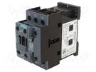 Contactor: 3-pole; NO x3; Auxiliary contacts: NO + NC; 24VAC; 32A SIEMENS