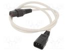 Cable; IEC C13 female,IEC C14 male; 1m; with IEC LOCK locking SCHAFFNER