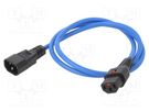 Cable; IEC C13 female,IEC C14 male; 1m; with IEC LOCK locking SCHAFFNER