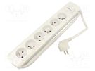 Extension lead; 3x1.5mm2; Sockets: 6; white; 1.8m; 16A QOLTEC