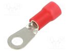 Tip: ring; Ø: 6mm; crimped; for cable; insulated; tinned; red; copper PANDUIT
