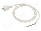 Cable; 3x1.5mm2; CEE 7/7 (E/F) plug,wires; PVC; 1.5m; white; 16A JONEX