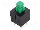 Switch: push-button; Pos: 2; DPDT; 0.1A/30VDC; Illumin: none; THT E-SWITCH