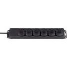 Extension Socket 6-Way 2.00 m Black - Protective Contact TYPE F