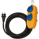 Construction site cable IP54 with power block (4-way extension for outside, outside distributor with 5m cable) Yellow