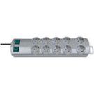 Extension Socket Primera-Line 10-Way 2.00 m Silver - Protective Contact TYPE F