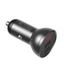 Car Charger 24W 12-24V 2xUSB 4.8A with LED Display, Grey