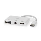 USB Multi-Port Adapter | USB 2.0 | USB-C™ Male | USB-A Female / USB-C™ Female / 3.5 mm Female | 480 Mbps | 0.10 m | Round | Nickel Plated | PVC | White | Box