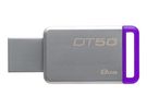 Flash Drive 8GB USB3.0 DataTraveler50 Metal/Purple, KINGSTON