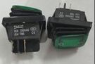 Rocker switch(Rocker tipa slēdzis); ON-OFF, fiksējošs, 4kontaktu. 20A/250Vac, 22x30mm, DPST, ūdensizturīgs, zaļš LED 230V