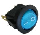 Выключатель ВКЛ-ВЫКЛ, фиксированный, 3к, 6А/220В; Ø19,8 мм, SPST; круглый, светло-голубой НЕОН
