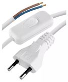 Power Cord PVC 2× 0,75mm² with switch, 2m, white