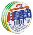 Mīksta PVC izolācijas lente tesaflex 53988, 10mx15mm, zaļa/dzeltena, TESA