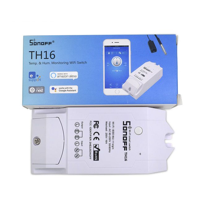 Temperatūras un mitruma kontrole Wi-Fi Smart Switch TH16, 1 kanāls, 230VAC, 3500W, Sonoff SONOFF-TH16 6920075700954